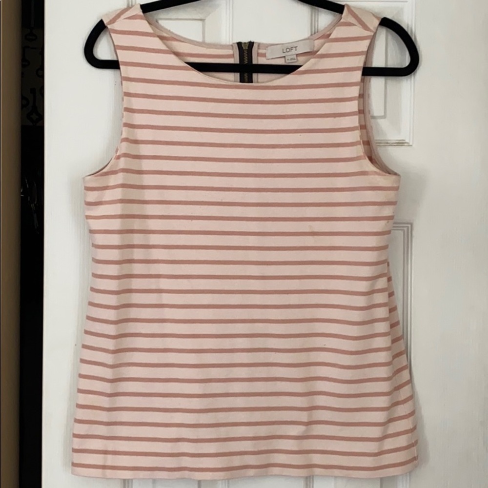 LOFT Pink/Cream Striped Top
